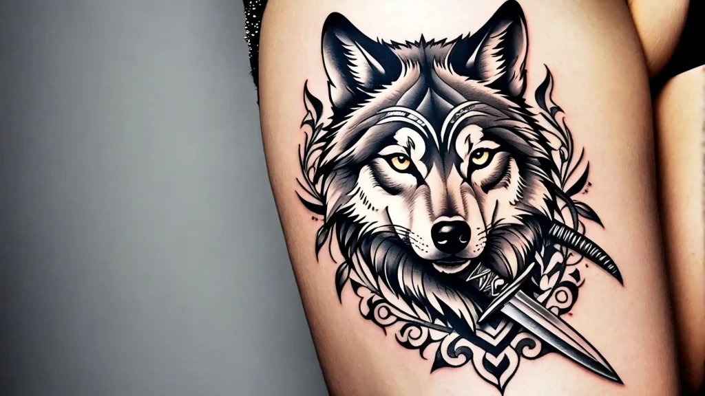 Wolf and Dagger Tattoos