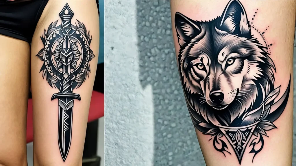 Wolf and Dagger Tattoos