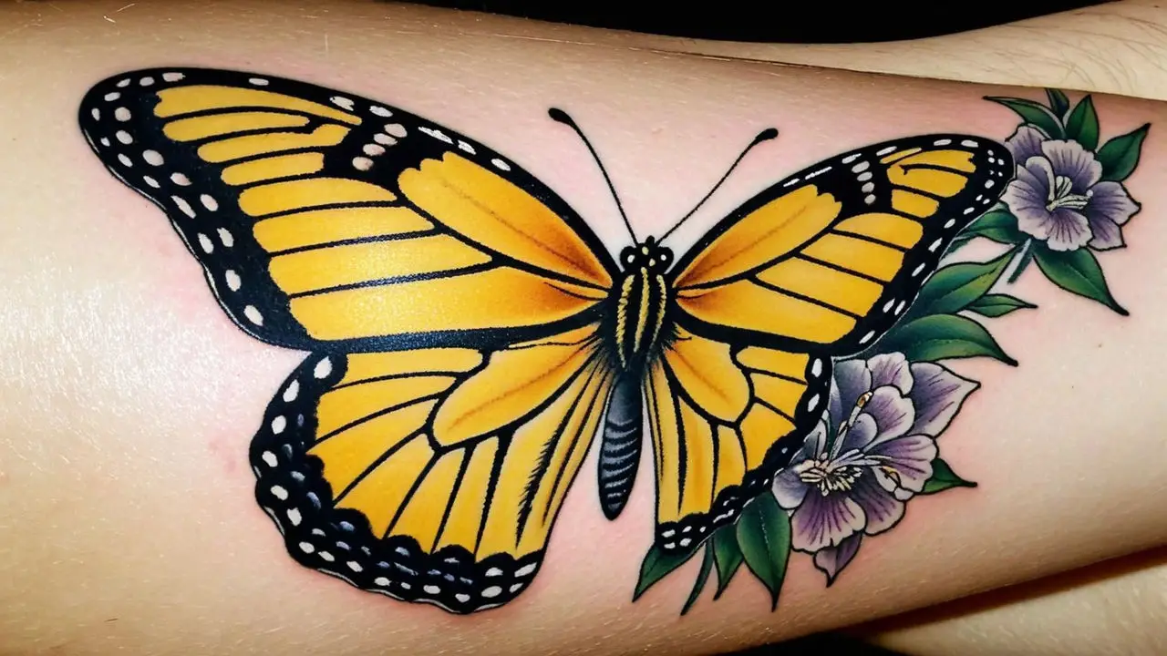 Yellow Butterfly Tattoo