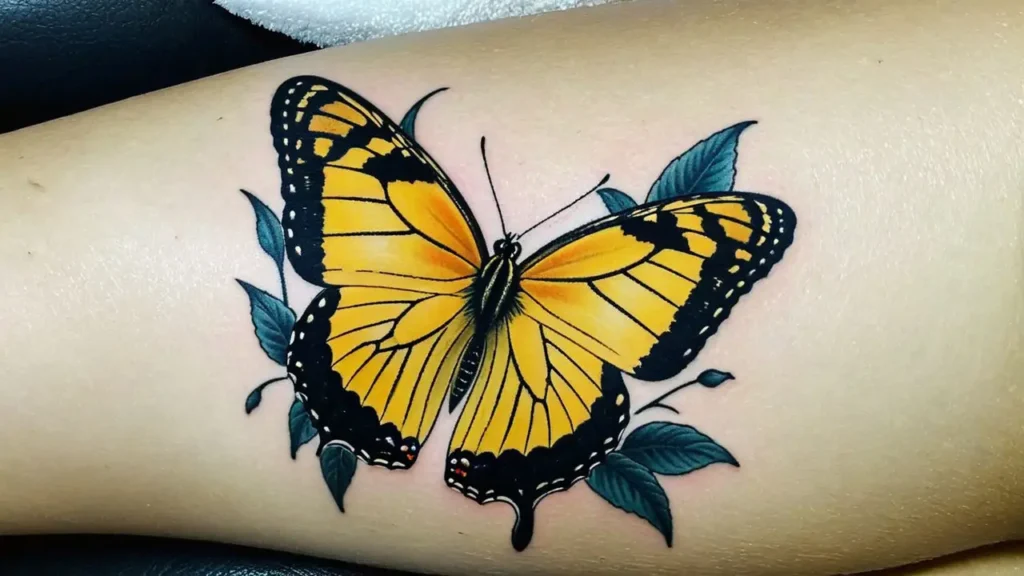 Yellow Butterfly Tattoo